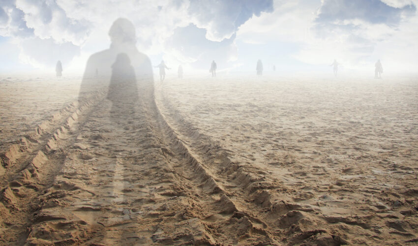 silhouette sur une plage de sable