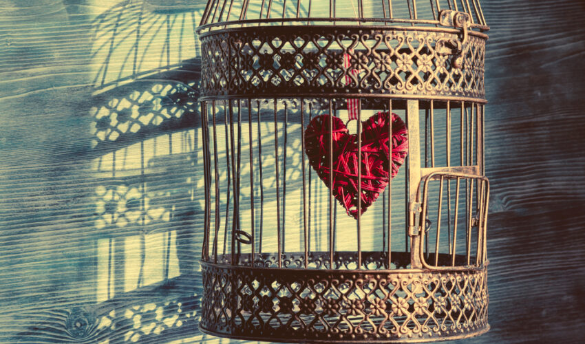 coeur enferme dans une cage