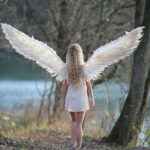 un ange ailé dans une foret