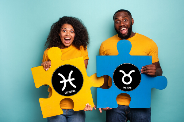 Couple, puzzle pour représenter la compatibilité amoureuse